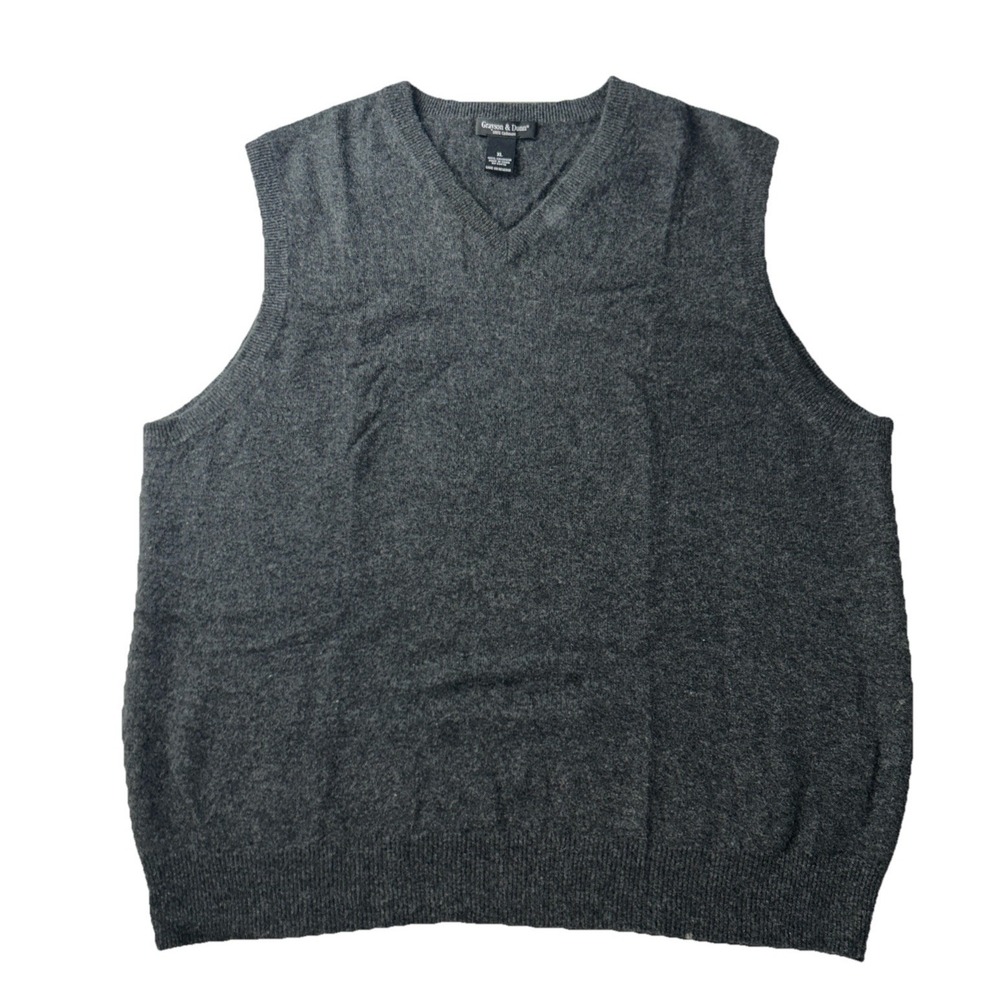 Grayson Dunn mens Cashmere Vest Sweater XL Charcoal Vneck